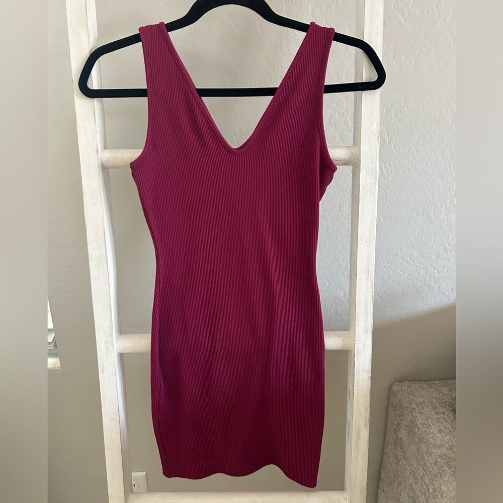 Wild Fable Ribbed Sleeveless Magenta Mini Dress
